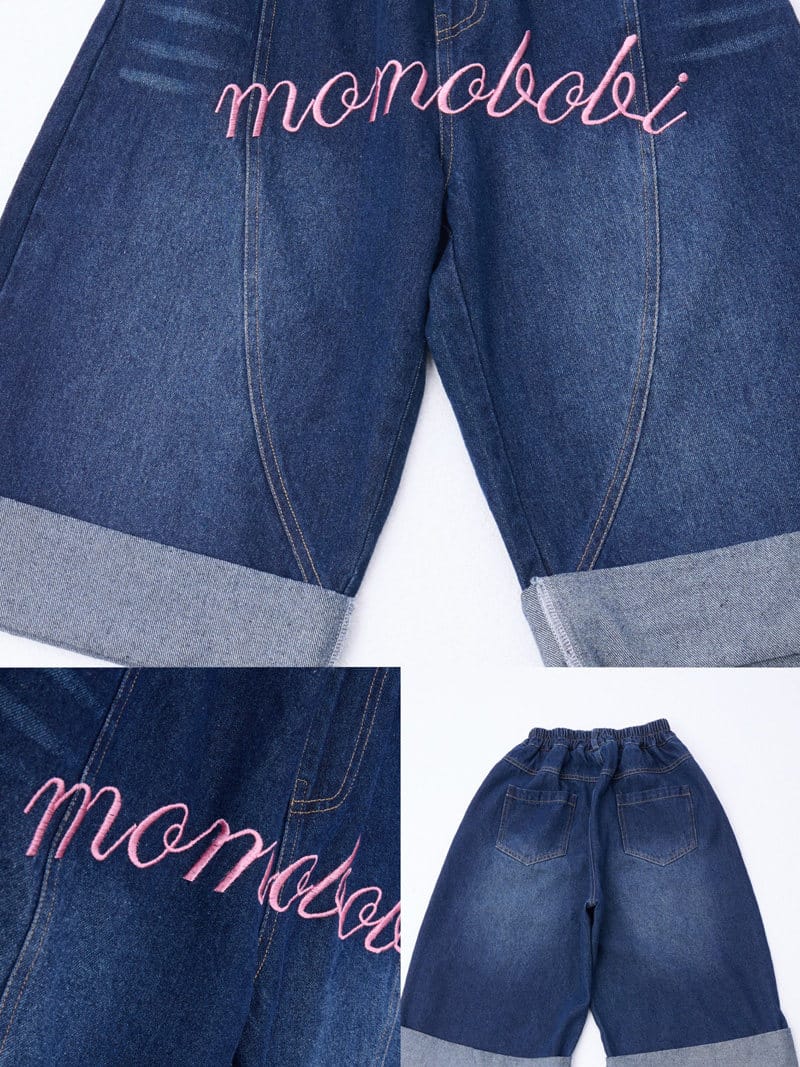 Letter Embroidered Denim Pants 刺繍 デニムパンツ【mh0013003】 momobobi デニムパンツ