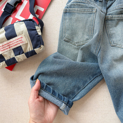 Letter Embroidery Distressed Jeans 刺繍 ダメージ デニムパンツ【mh0012475】 ADbaby デニムパンツ