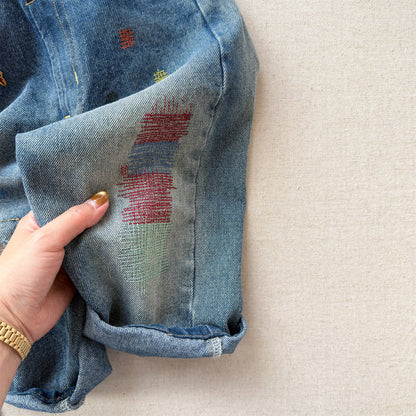 Letter Embroidery Distressed Jeans 刺繍 ダメージ デニムパンツ【mh0012475】 ADbaby デニムパンツ