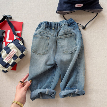 Letter Embroidery Distressed Jeans 刺繍 ダメージ デニムパンツ【mh0012475】 ADbaby デニムパンツ