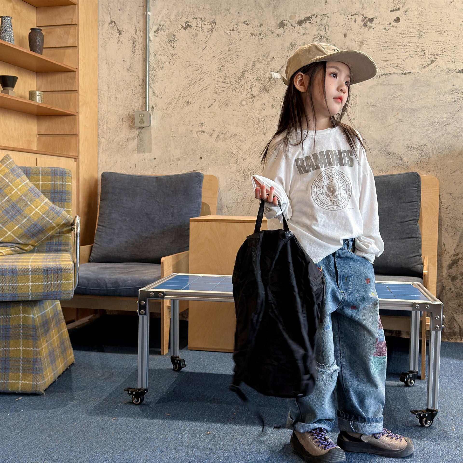 Letter Embroidery Distressed Jeans 刺繍 ダメージ デニムパンツ【mh0012475】 ADbaby デニムパンツ