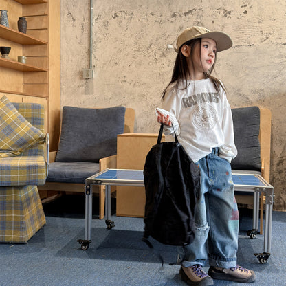 Letter Embroidery Distressed Jeans 刺繍 ダメージ デニムパンツ【mh0012475】 ADbaby デニムパンツ