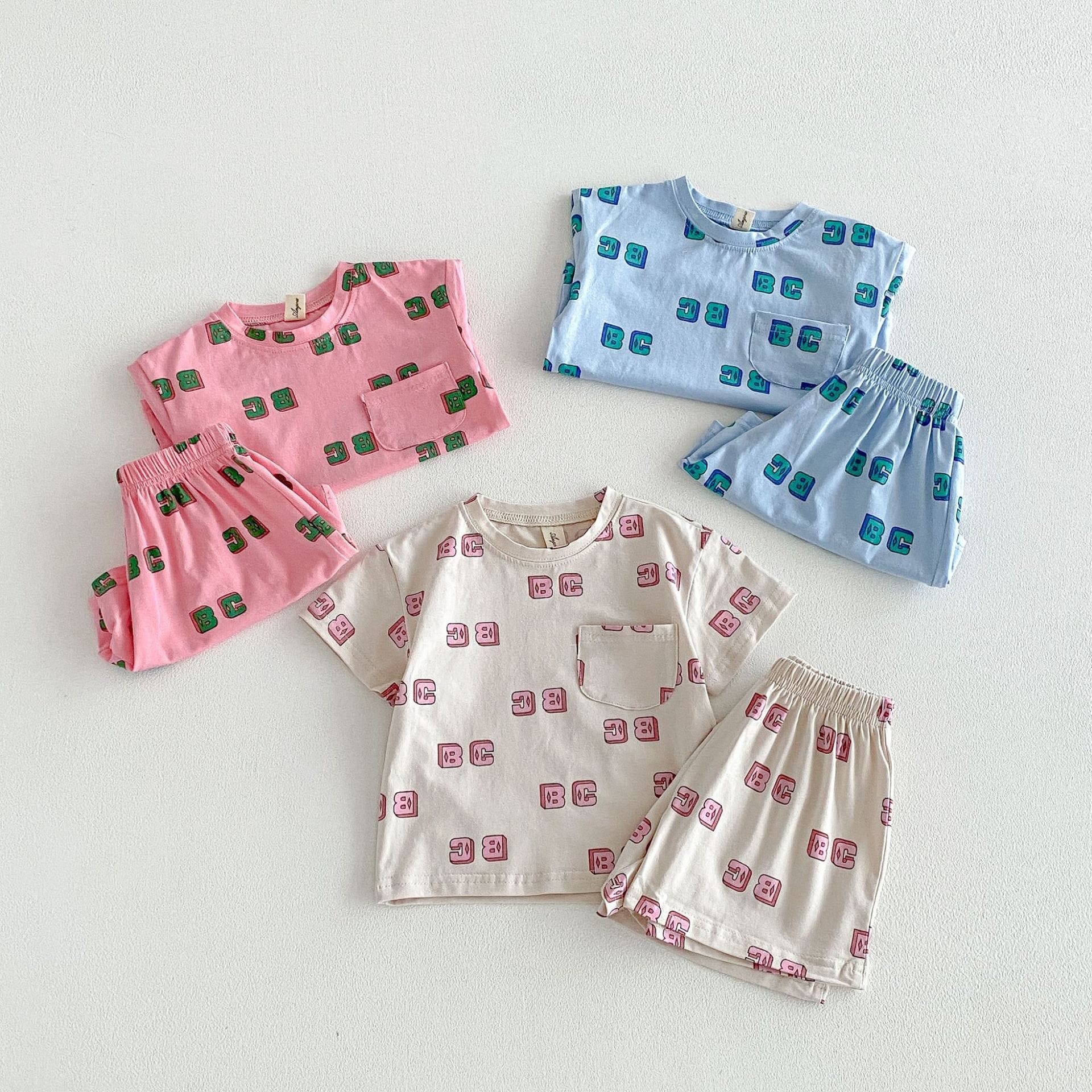 Letter Print Short Sleeve Shorts Set レタープリント 半袖 セットアップ【mh0012721】 angou 半袖セットアップ