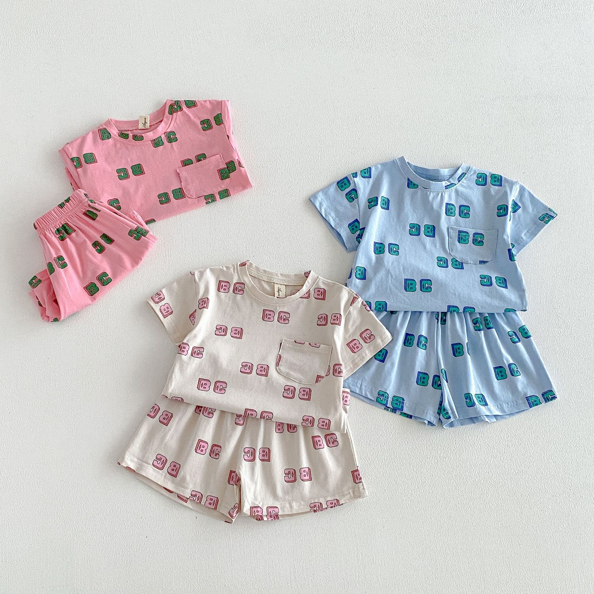 Letter Print Short Sleeve Shorts Set レタープリント 半袖 セットアップ【mh0012721】 angou 半袖セットアップ
