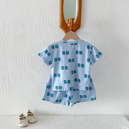 Letter Print Short Sleeve Shorts Set レタープリント 半袖 セットアップ【mh0012721】 angou 半袖セットアップ