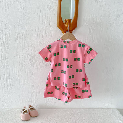 Letter Print Short Sleeve Shorts Set レタープリント 半袖 セットアップ【mh0012721】 angou 半袖セットアップ