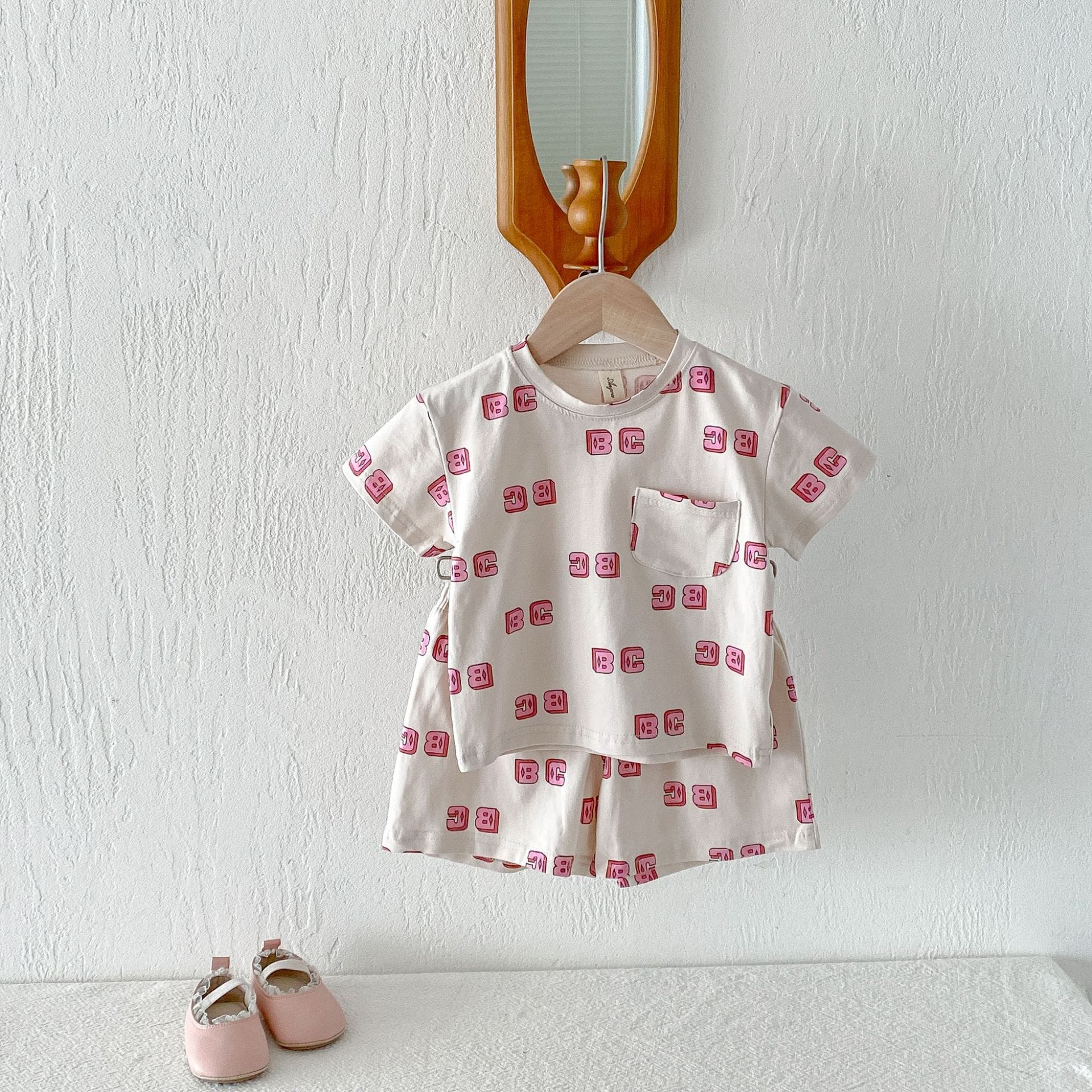 Letter Print Short Sleeve Shorts Set レタープリント 半袖 セットアップ【mh0012721】 angou 半袖セットアップ