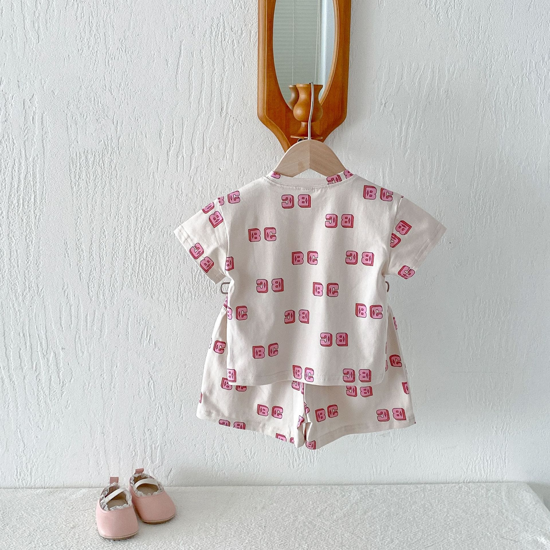 Letter Print Short Sleeve Shorts Set レタープリント 半袖 セットアップ【mh0012721】 angou 半袖セットアップ