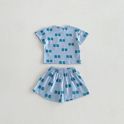 Letter Print Short Sleeve Shorts Set レタープリント 半袖 セットアップ【mh0012721】 angou 半袖セットアップ