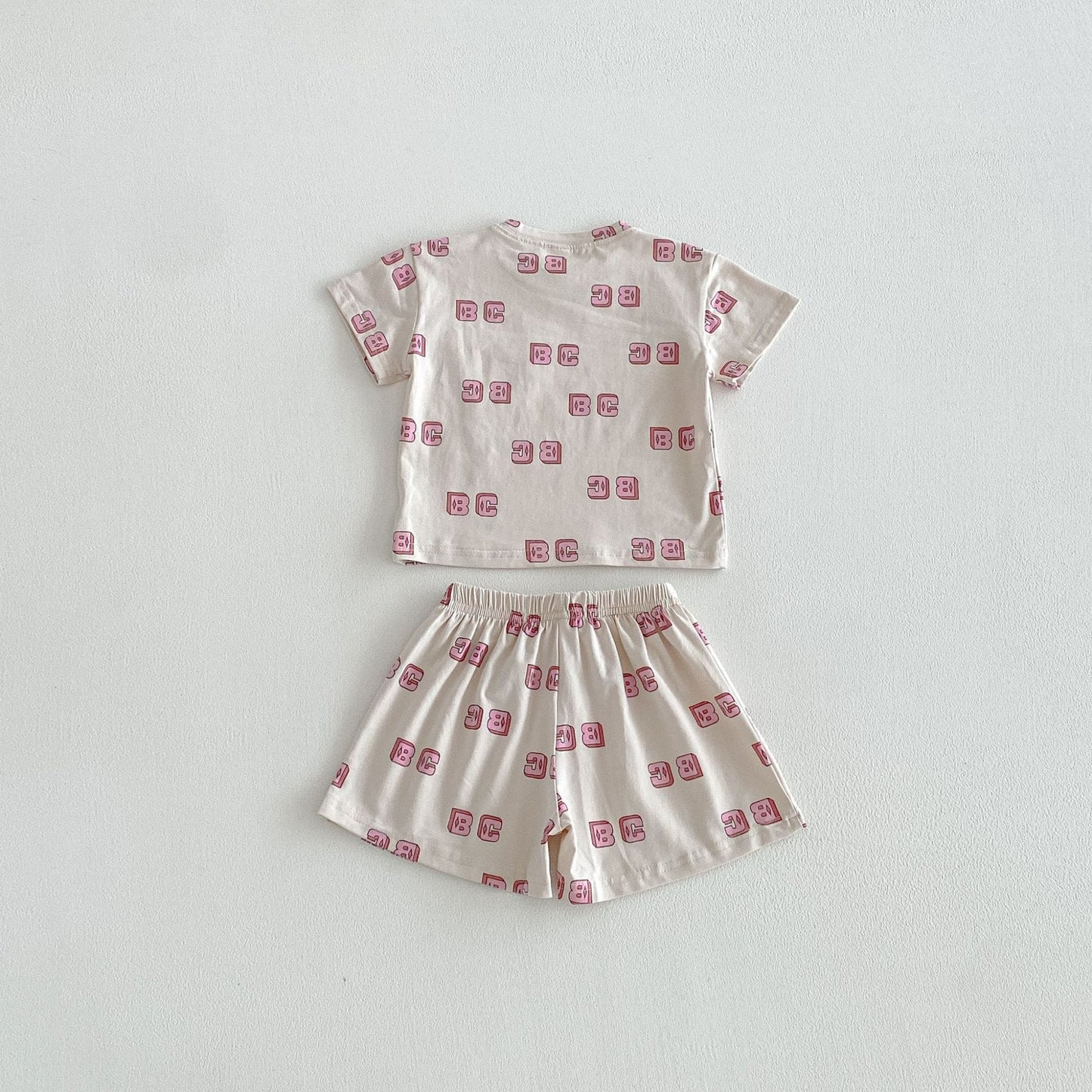 Letter Print Short Sleeve Shorts Set レタープリント 半袖 セットアップ【mh0012721】 angou 半袖セットアップ