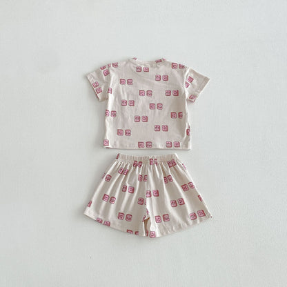 Letter Print Short Sleeve Shorts Set レタープリント 半袖 セットアップ【mh0012721】 angou 半袖セットアップ