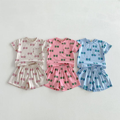 Letter Print Short Sleeve Shorts Set レタープリント 半袖 セットアップ【mh0012721】 angou 半袖セットアップ