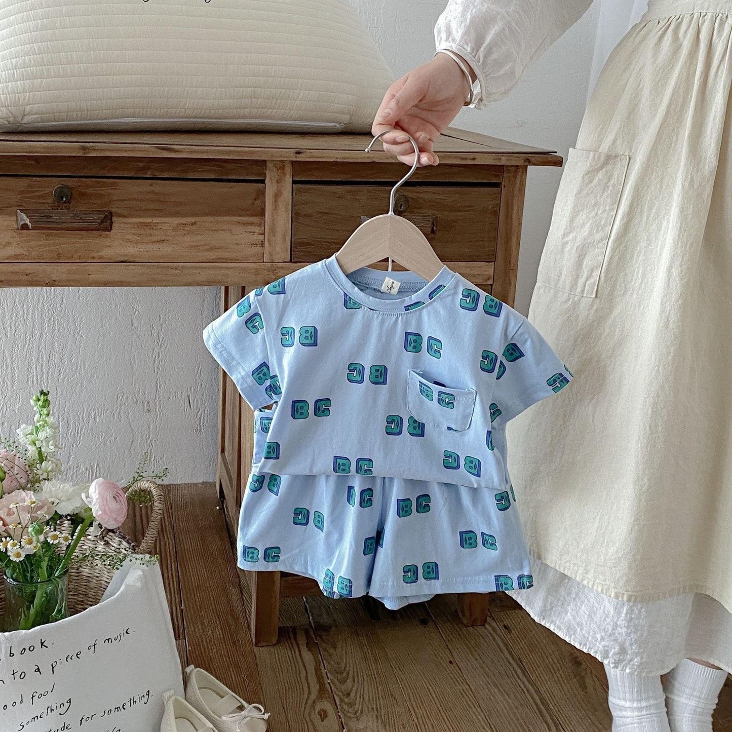 Letter Print Short Sleeve Shorts Set レタープリント 半袖 セットアップ【mh0012721】 angou 半袖セットアップ