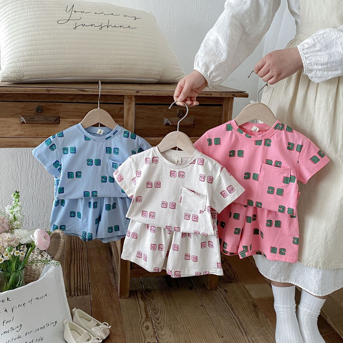 Letter Print Short Sleeve Shorts Set レタープリント 半袖 セットアップ【mh0012721】 angou 半袖セットアップ