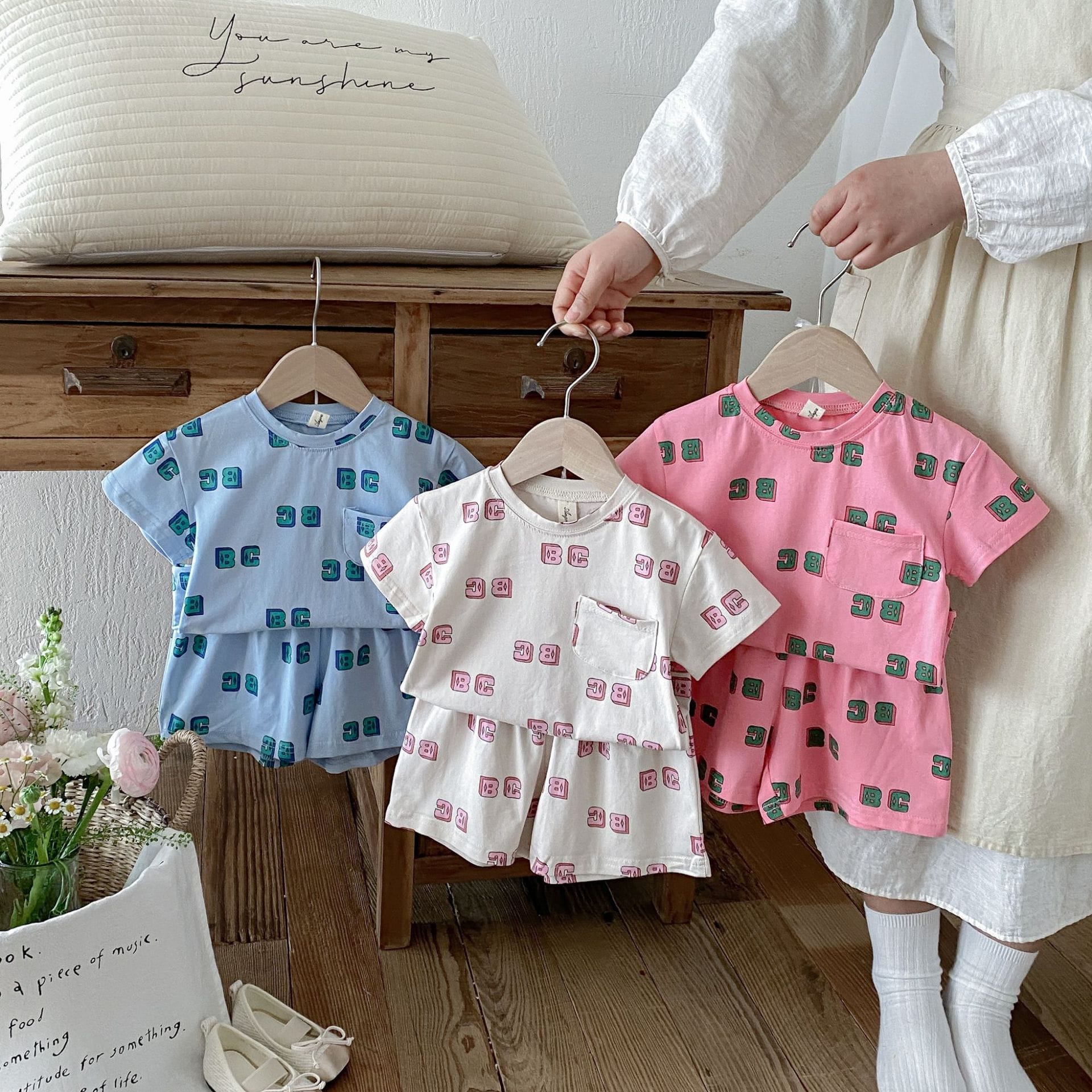 Letter Print Short Sleeve Shorts Set レタープリント 半袖 セットアップ【mh0012721】 angou 半袖セットアップ