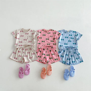 Letter Print Short Sleeve Shorts Set レタープリント 半袖 セットアップ【mh0012721】 angou 半袖セットアップ