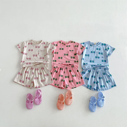 Letter Print Short Sleeve Shorts Set レタープリント 半袖 セットアップ【mh0012721】 angou 半袖セットアップ
