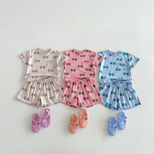 Letter Print Short Sleeve Shorts Set レタープリント 半袖 セットアップ【mh0012721】 angou 半袖セットアップ