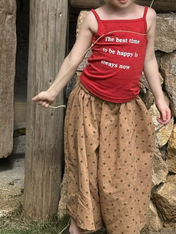 Letter Print Square Neck Camisole 英字プリント ノースリーブトップス【mh0012793】 Red / 90cm Chengle タンクトップ・キャミソール・ノースリーブトップス