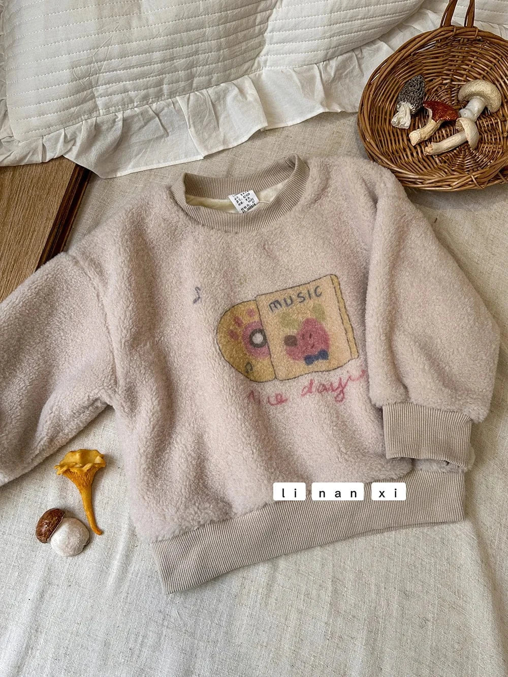 トレーナー・フーディ Beige / 90cm 24M キッズトップス プリントボアフリース長袖プルオーバー【mh0008301】