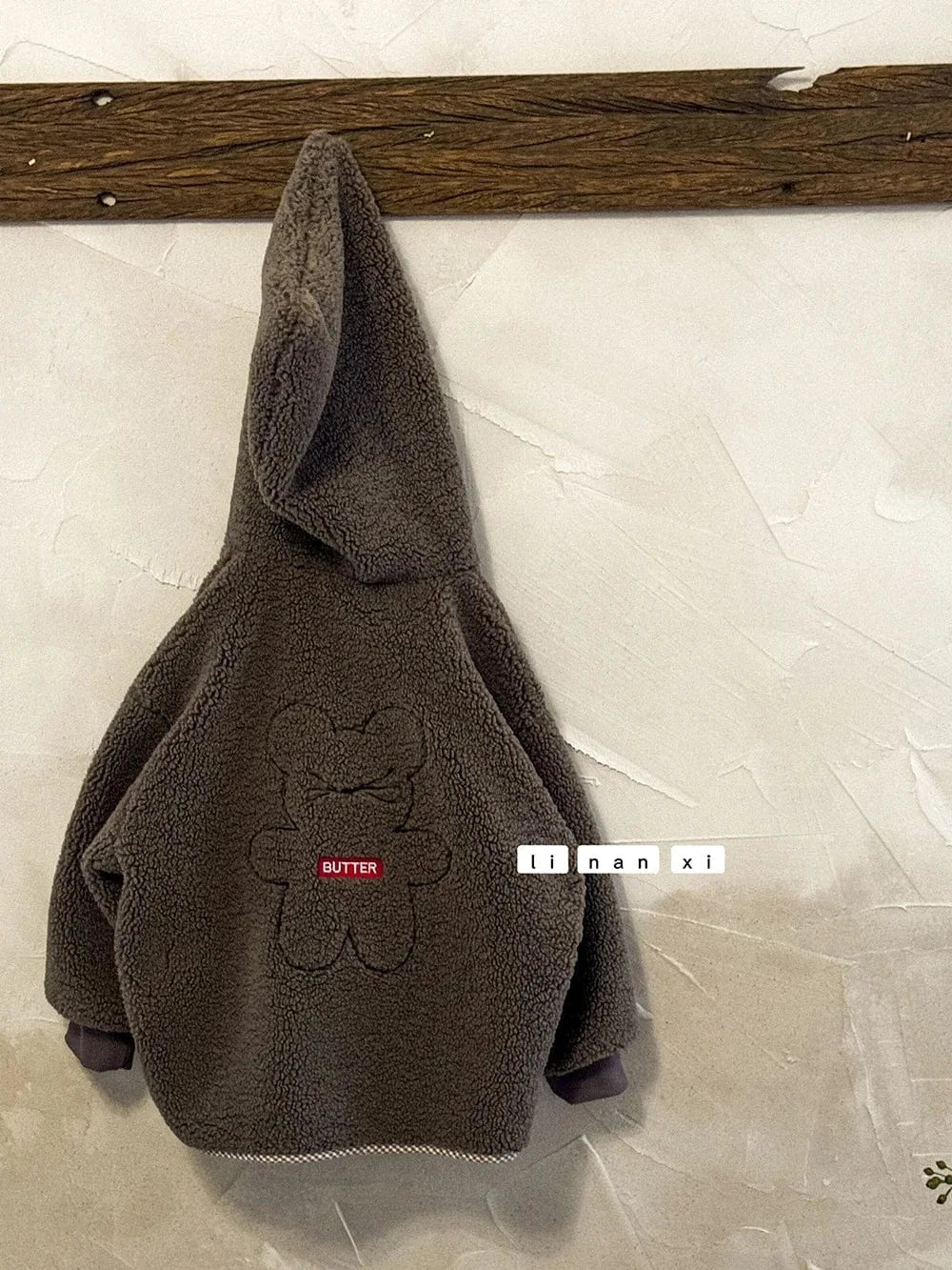 ショートコート・ジャケット・ジャンパー Coffee / 90cm 24M キッズアウター バックベアくま刺繍ボアフリースフーディジャケットコート【mh0008086】