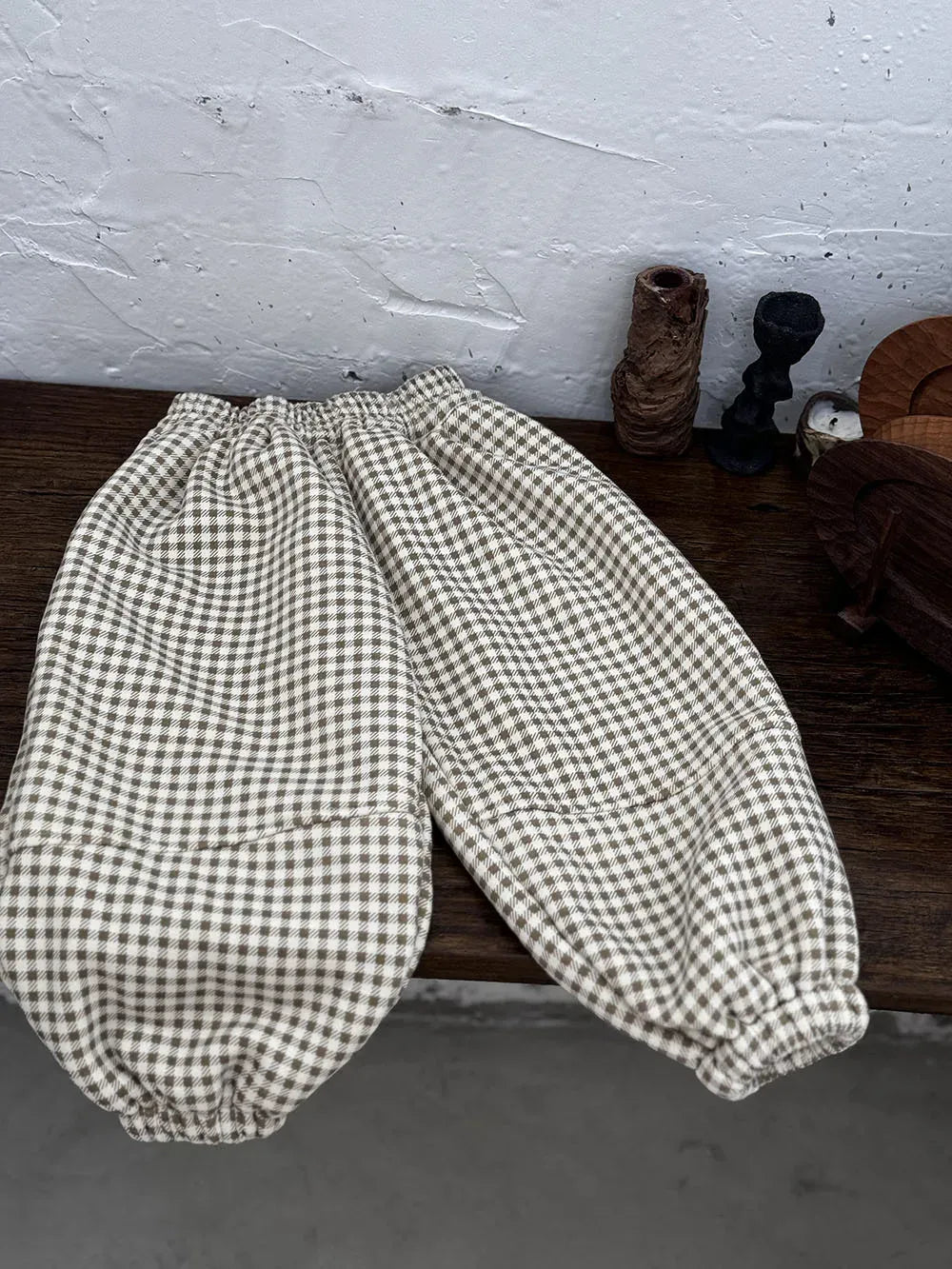 ロングパンツ・スウェットパンツ khaki plaid / 24M  90CM キッズパンツ 水玉ドット/チェック/ストライププリント裏フリースロングスウェットパンツ【mh0008368】