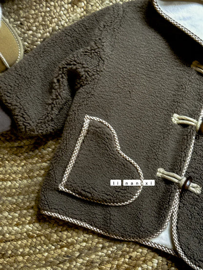 ショートコート・ジャケット・ジャンパー キッズアウター バックベアくま刺繍ボアフリースフーディジャケットコート【mh0008086】