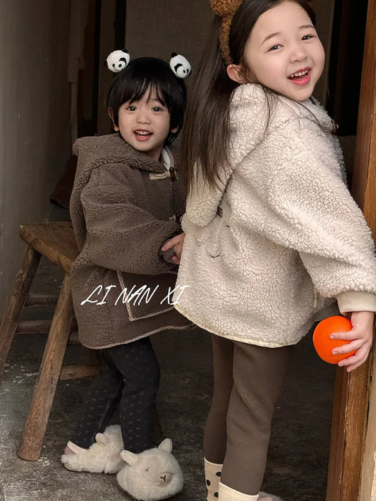 ショートコート・ジャケット・ジャンパー キッズアウター バックベアくま刺繍ボアフリースフーディジャケットコート【mh0008086】