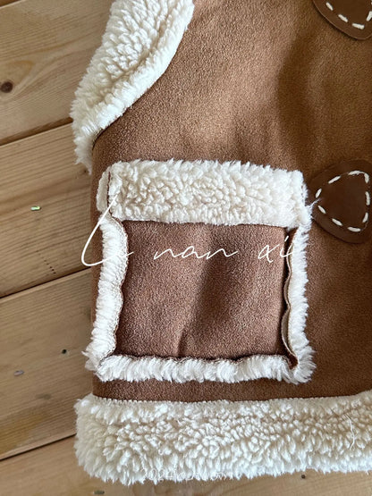 ベスト キッズベスト ボアフリースダッフルボタンフェイクムートンアウターベスト【mh0008163】