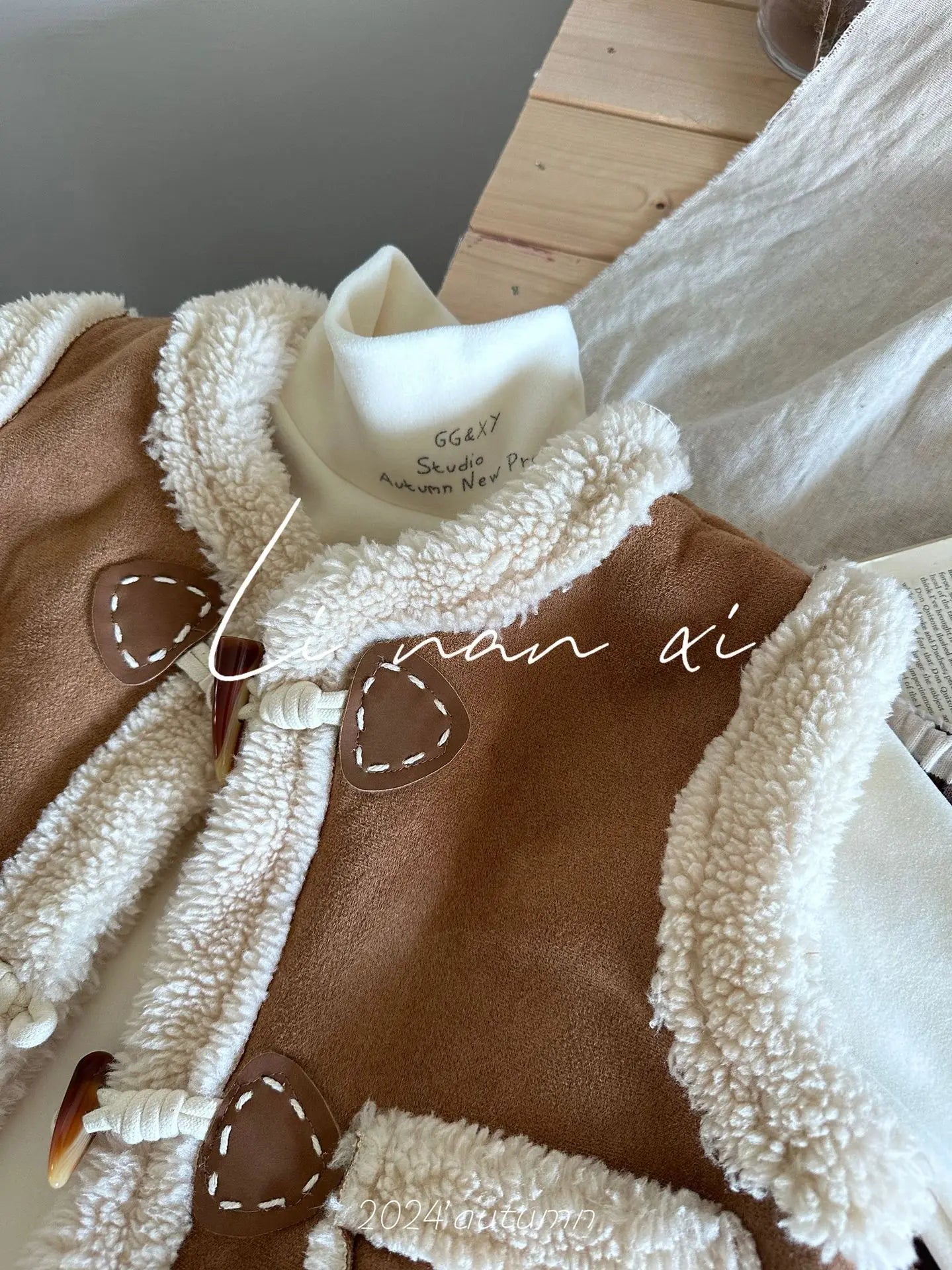 ベスト キッズベスト ボアフリースダッフルボタンフェイクムートンアウターベスト【mh0008163】