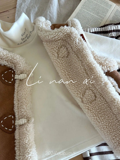 ベスト キッズベスト ボアフリースダッフルボタンフェイクムートンアウターベスト【mh0008163】