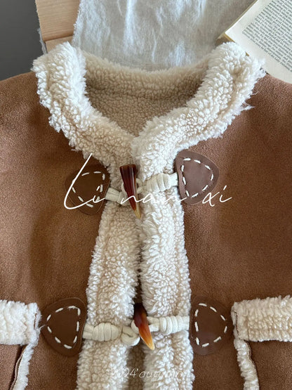 ベスト キッズベスト ボアフリースダッフルボタンフェイクムートンアウターベスト【mh0008163】