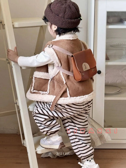 ベスト キッズベスト ボアフリースダッフルボタンフェイクムートンアウターベスト【mh0008163】