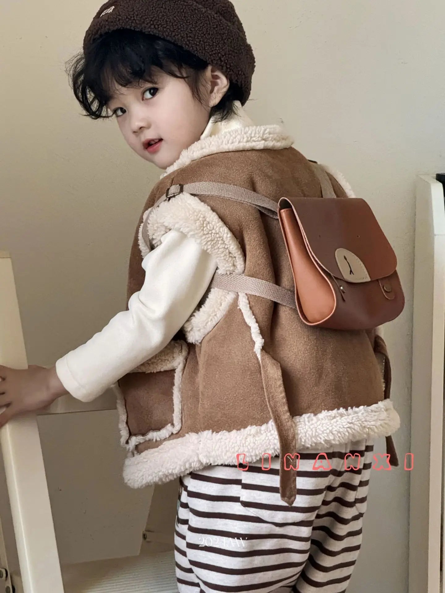 ベスト キッズベスト ボアフリースダッフルボタンフェイクムートンアウターベスト【mh0008163】