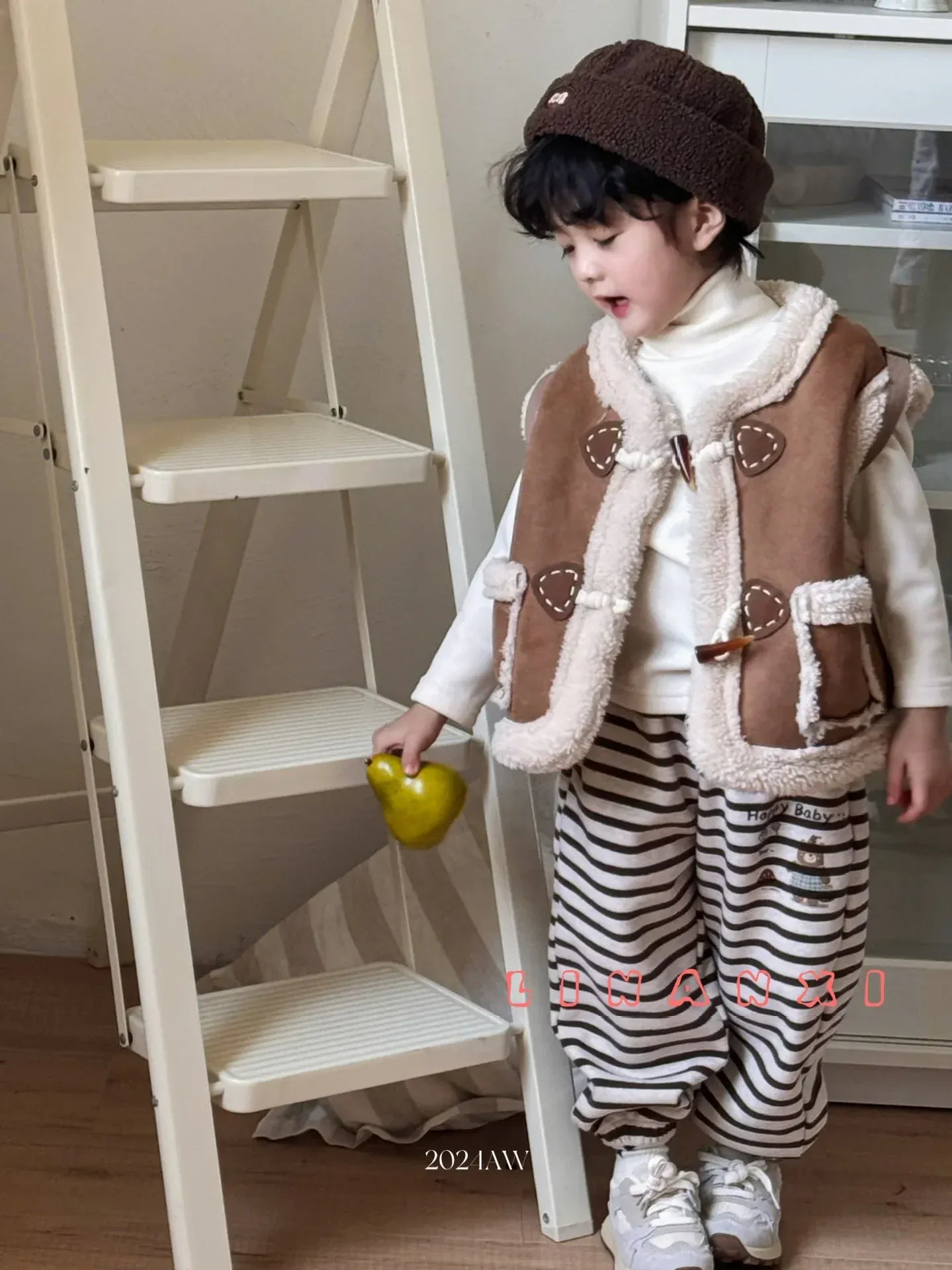 ベスト キッズベスト ボアフリースダッフルボタンフェイクムートンアウターベスト【mh0008163】