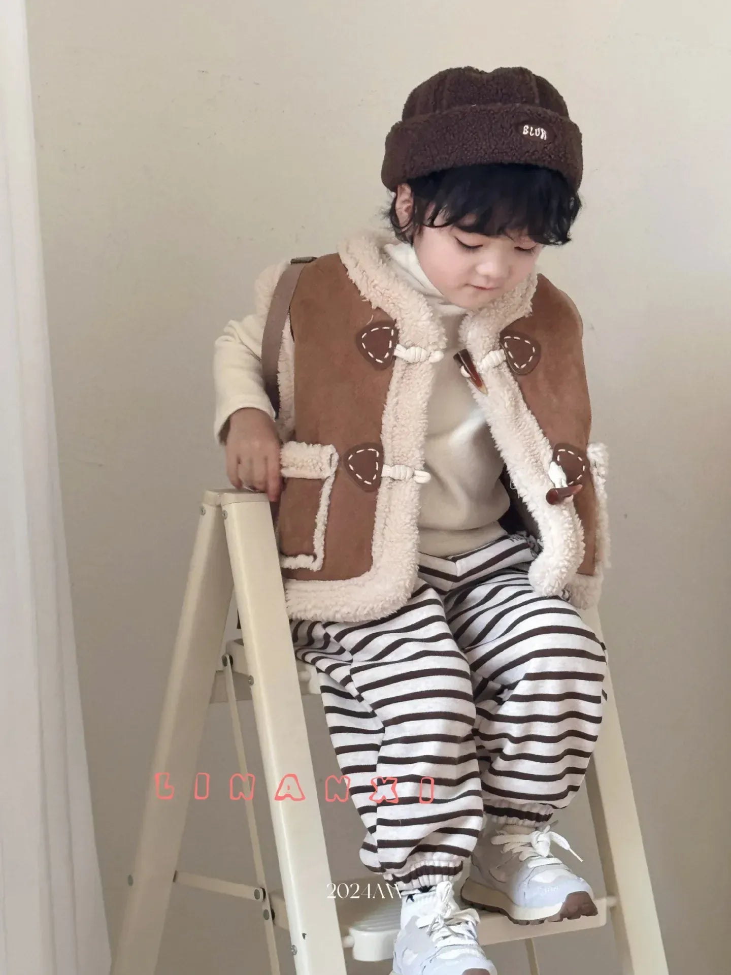 ベスト キッズベスト ボアフリースダッフルボタンフェイクムートンアウターベスト【mh0008163】