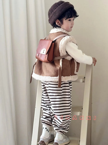 ベスト キッズベスト ボアフリースダッフルボタンフェイクムートンアウターベスト【mh0008163】