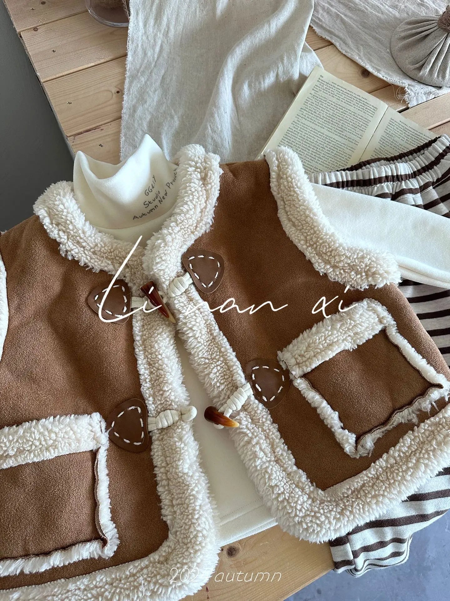 ベスト キッズベスト ボアフリースダッフルボタンフェイクムートンアウターベスト【mh0008163】