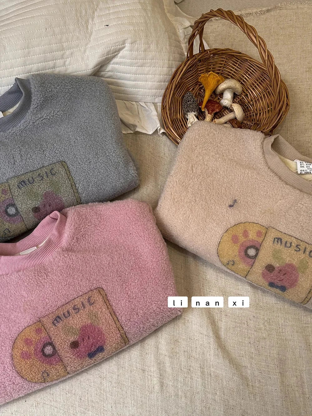 トレーナー・フーディ キッズトップス プリントボアフリース長袖プルオーバー【mh0008301】