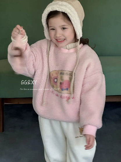 トレーナー・フーディ キッズトップス プリントボアフリース長袖プルオーバー【mh0008301】