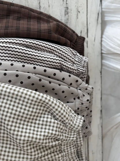 ロングパンツ・スウェットパンツ キッズパンツ 水玉ドット/チェック/ストライププリント裏フリースロングスウェットパンツ【mh0008368】