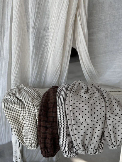 ロングパンツ・スウェットパンツ キッズパンツ 水玉ドット/チェック/ストライププリント裏フリースロングスウェットパンツ【mh0008368】