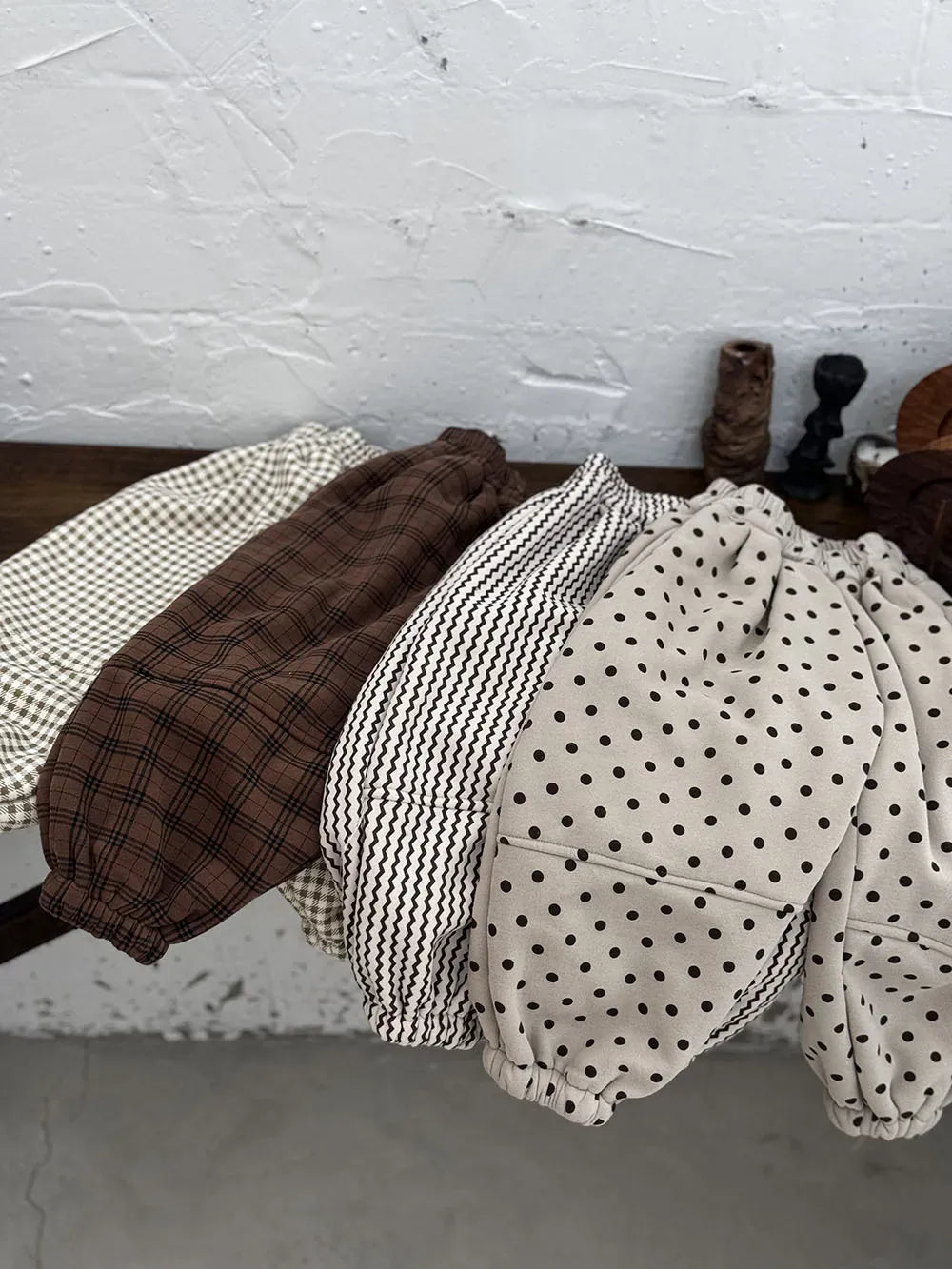 ロングパンツ・スウェットパンツ キッズパンツ 水玉ドット/チェック/ストライププリント裏フリースロングスウェットパンツ【mh0008368】