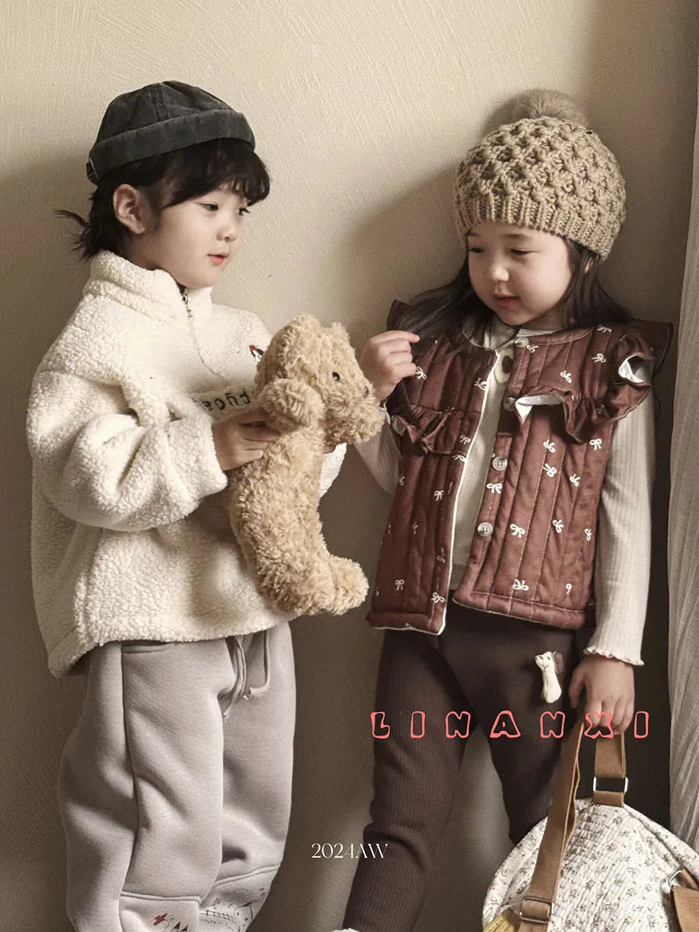 トレーナー・フーディ キッズトップス ボアフリース刺繍ハーフジップ長袖プルオーバー【mh0008384】