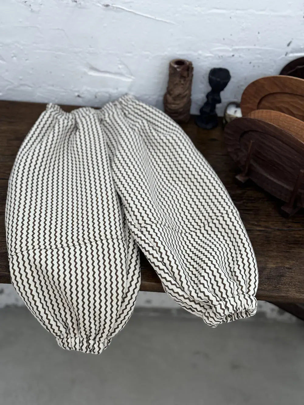 ロングパンツ・スウェットパンツ Wave / 24M  90CM キッズパンツ 水玉ドット/チェック/ストライププリント裏フリースロングスウェットパンツ【mh0008368】