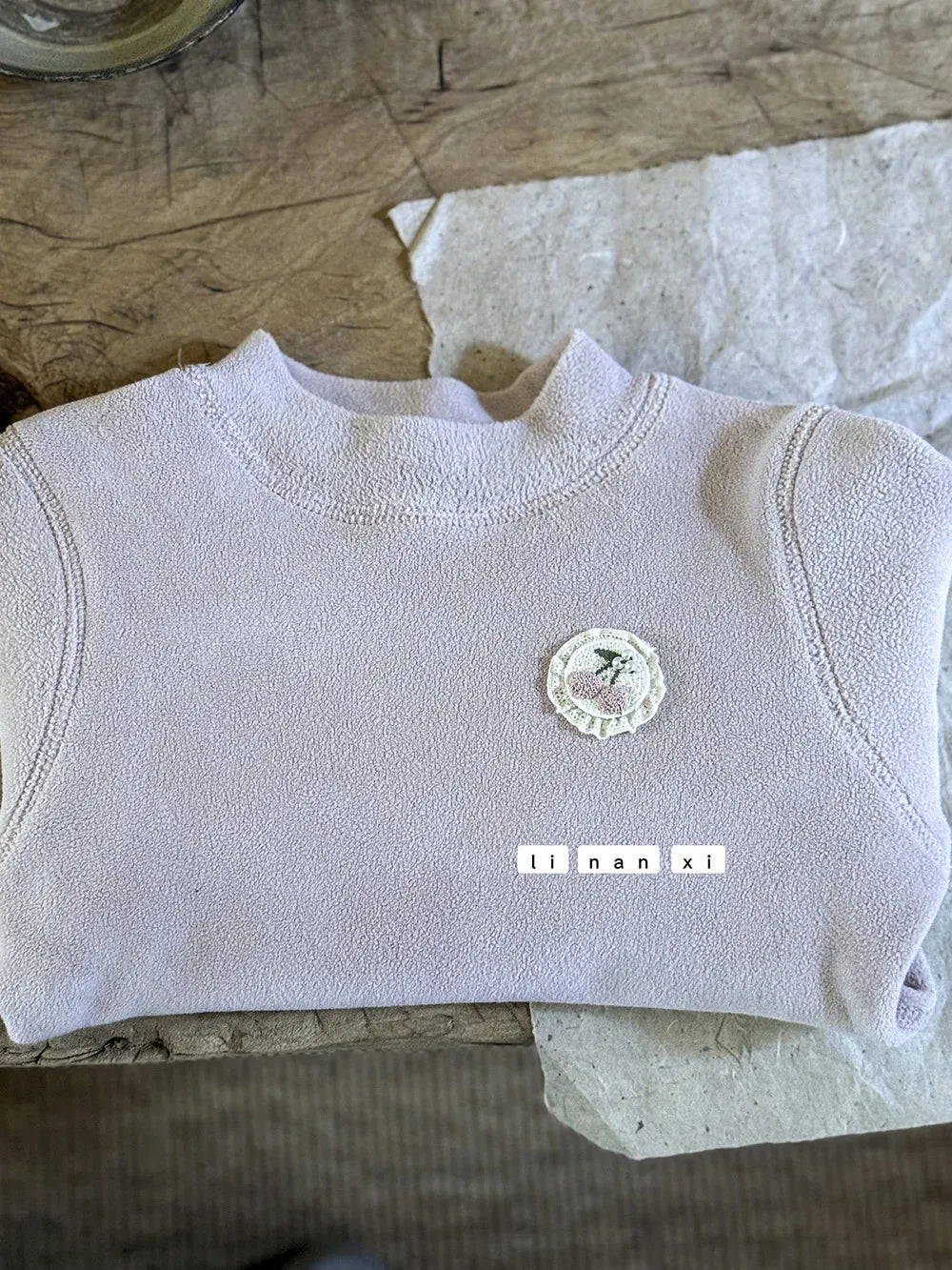 長袖Tシャツ Pink / 90cm 24M / 取り寄せ（7〜21日） キッズトップス ワンポイント刺繍無地/ボーダーフリース長袖Tシャツ【mh0007857】