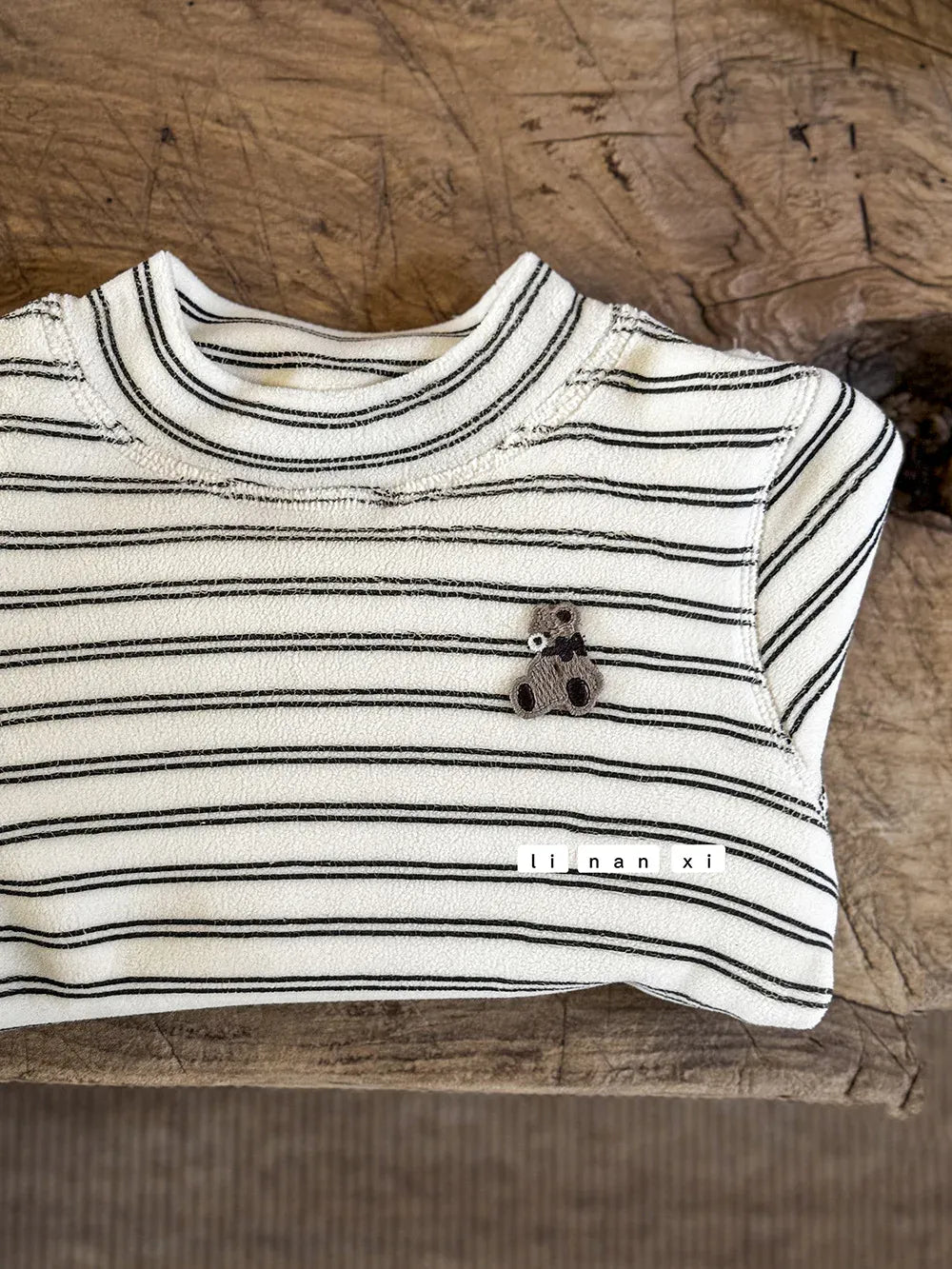 長袖Tシャツ stripe / 90cm 24M / 取り寄せ（7〜21日） キッズトップス ワンポイント刺繍無地/ボーダーフリース長袖Tシャツ【mh0007857】