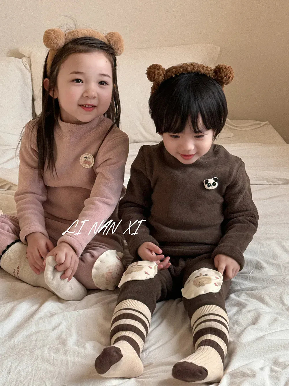 長袖Tシャツ キッズトップス ワンポイント刺繍無地/ボーダーフリース長袖Tシャツ【mh0007857】