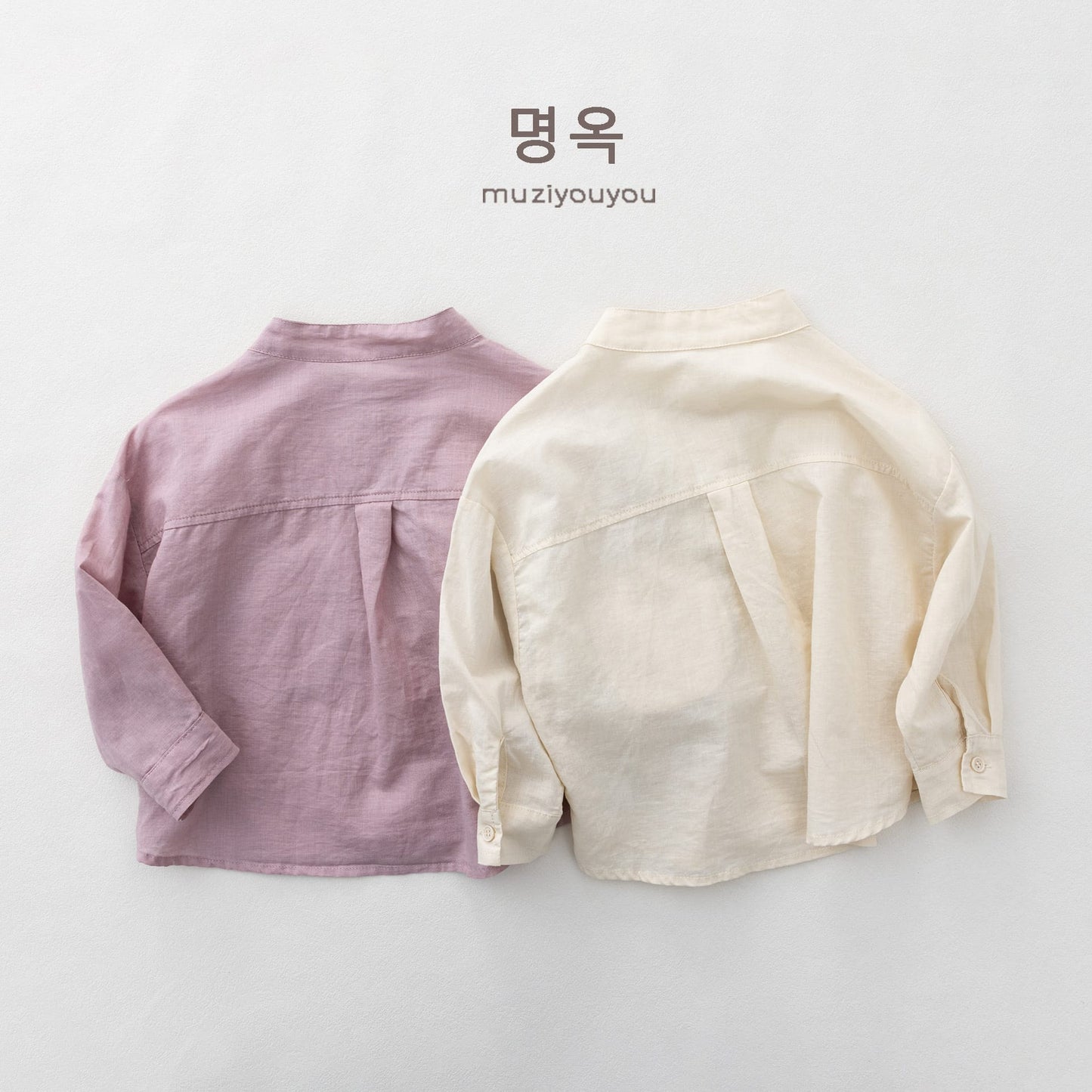 Linen Blend Stand Collar Long Sleeve Shirt バンドカラー 長袖シャツ【mh0013150】 명옥 muziyouyou 長袖シャツ・ブラウス
