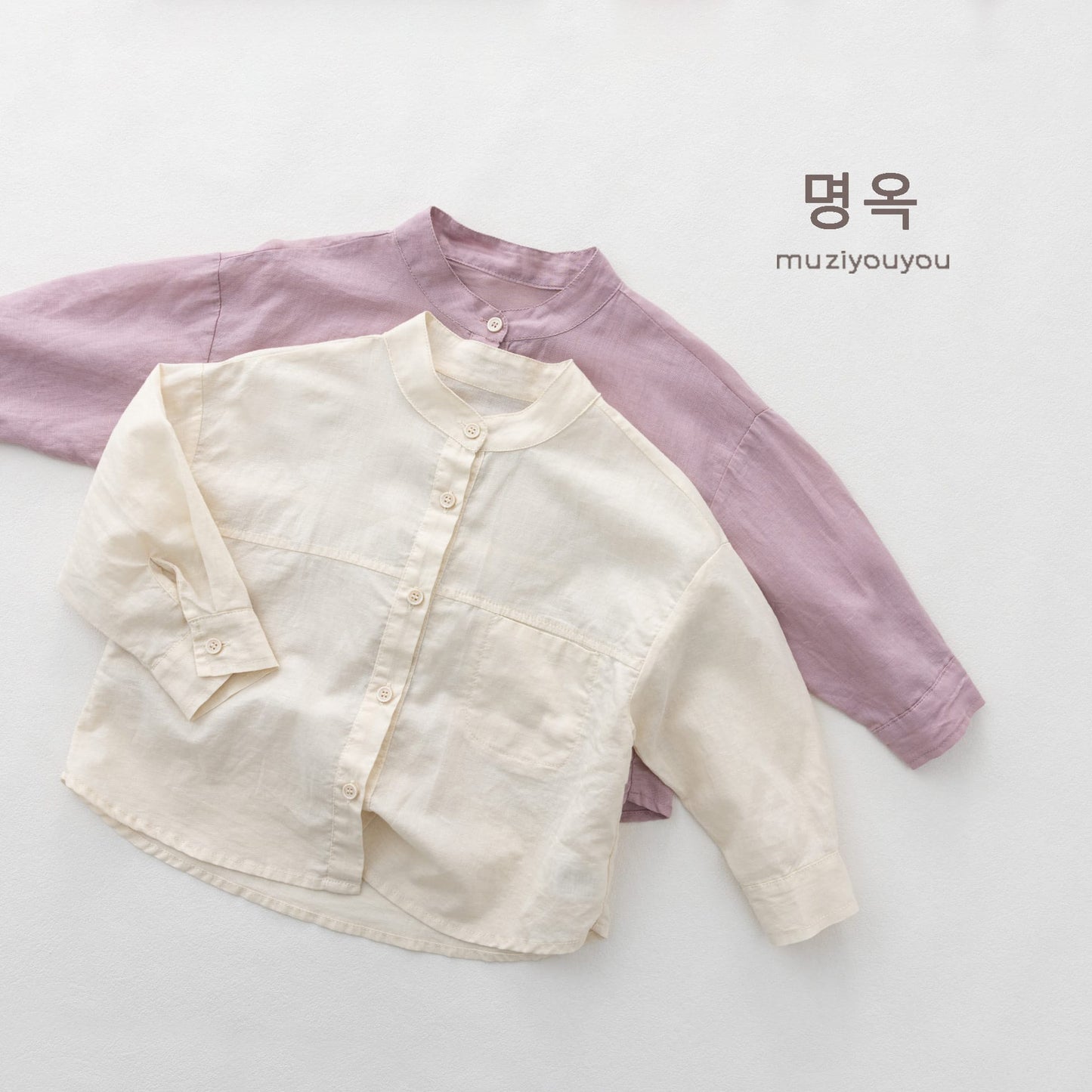 Linen Blend Stand Collar Long Sleeve Shirt バンドカラー 長袖シャツ【mh0013150】 명옥 muziyouyou 長袖シャツ・ブラウス